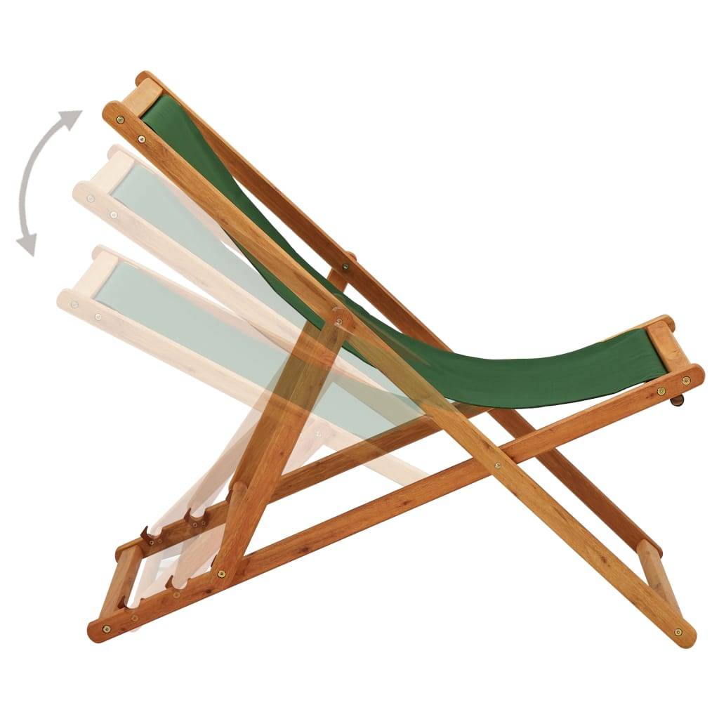 vidaXL Strandstuhl Klappbar Eukalyptusholz und Stoff Grün