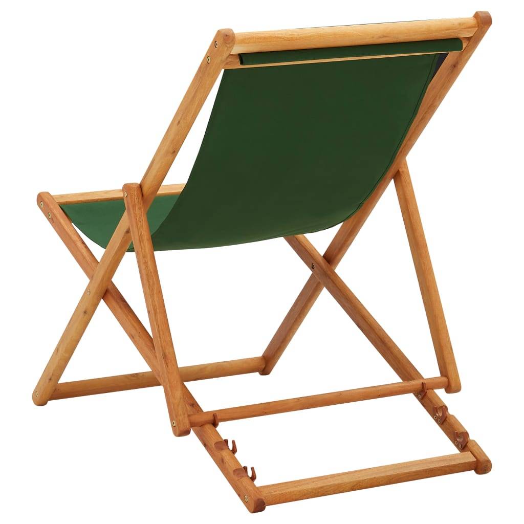 vidaXL Strandstuhl Klappbar Eukalyptusholz und Stoff Grün