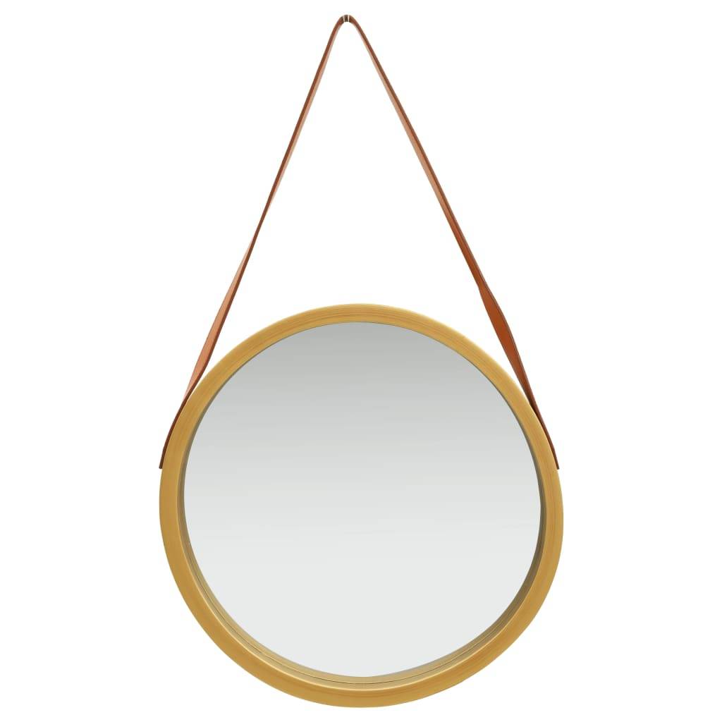 vidaXL Wandspiegel mit Gürtel 50 cm Golden