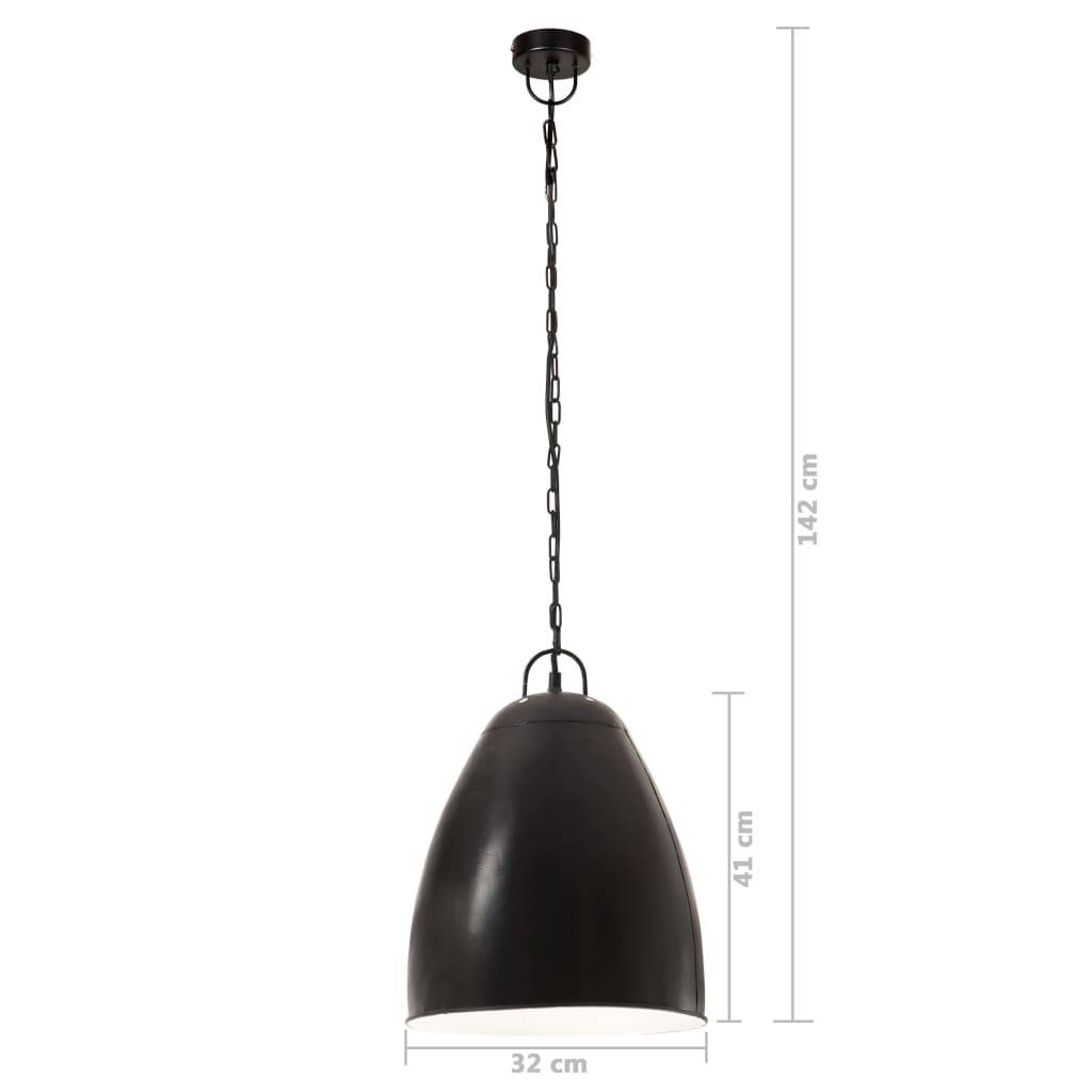 vidaXL Hängelampe Industriestil 25 W Schwarz Rund 32 cm E27