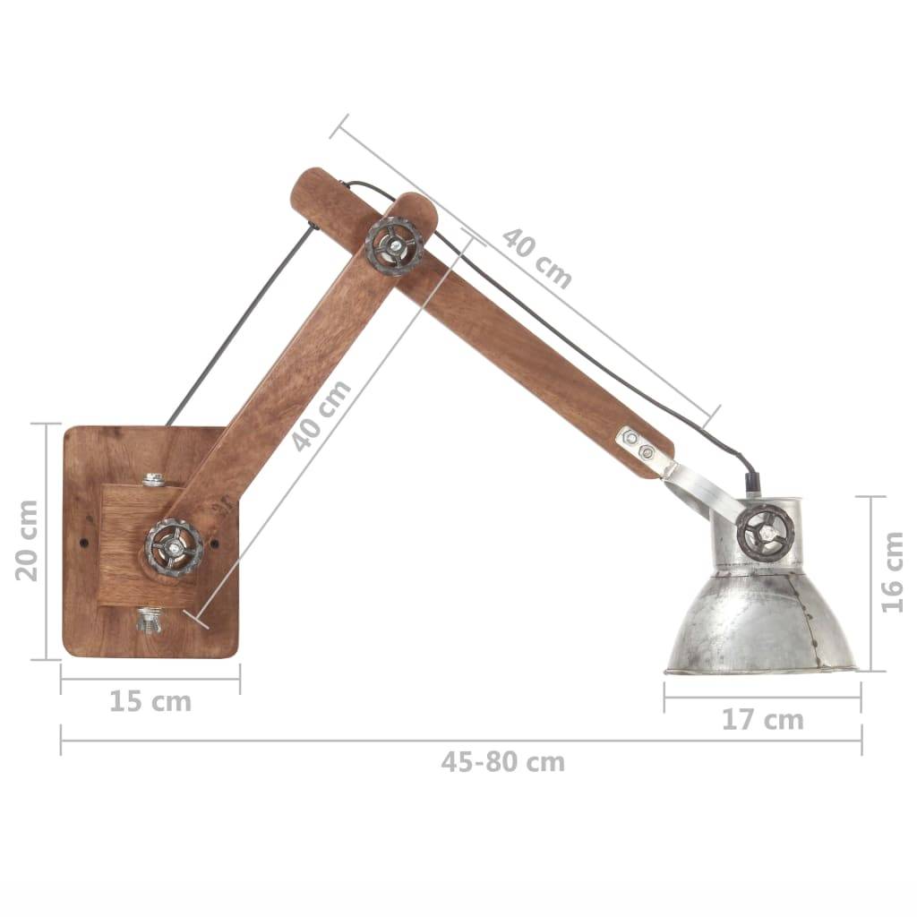 vidaXL Wandleuchte Industrie-Stil Silbern Rund E27