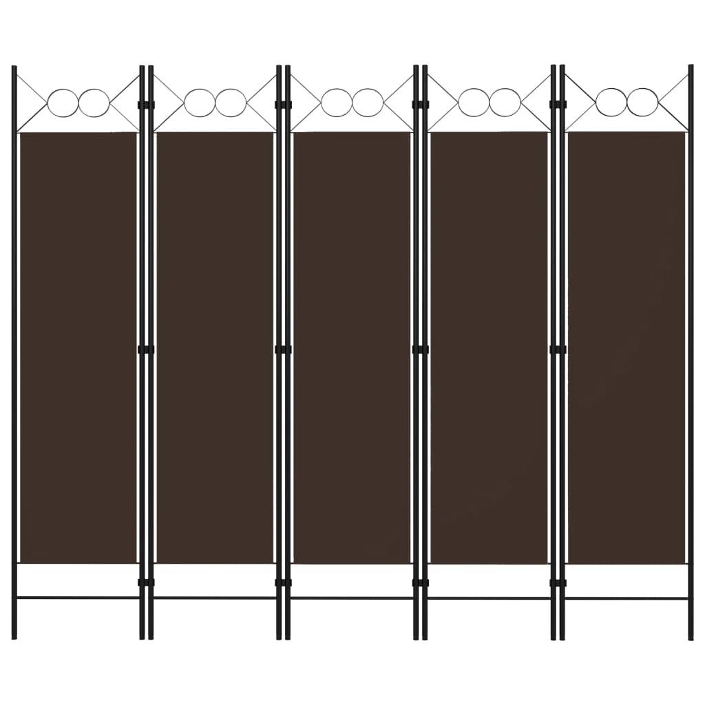 vidaXL 5-tlg. Raumteiler Braun 200 x 180 cm