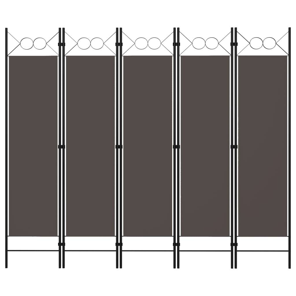 vidaXL 5-tlg. Raumteiler Anthrazit 200 x 180 cm