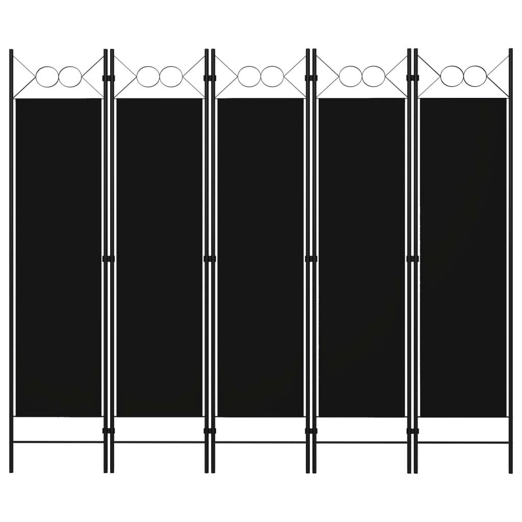 vidaXL 5-tlg. Raumteiler Schwarz 200 x 180 cm