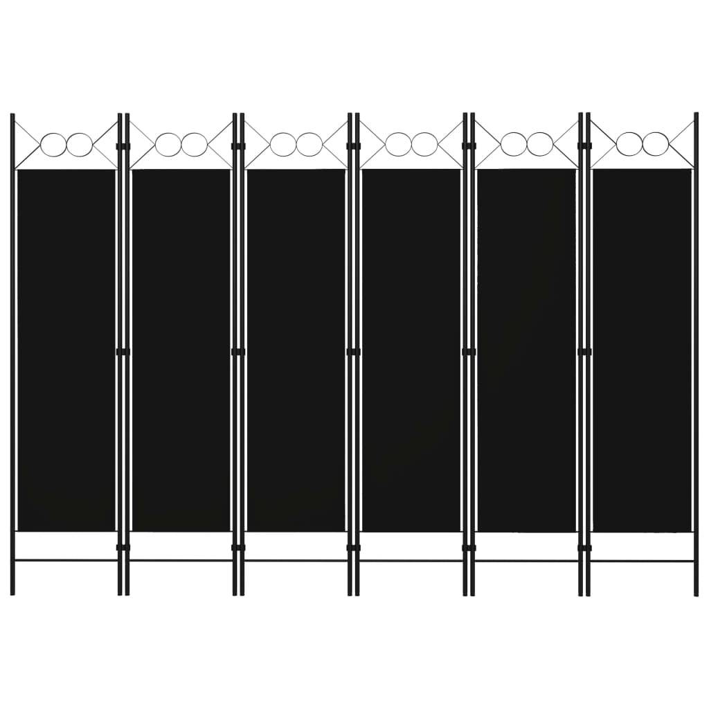 vidaXL 6-tlg. Raumteiler Schwarz 240 x 180 cm
