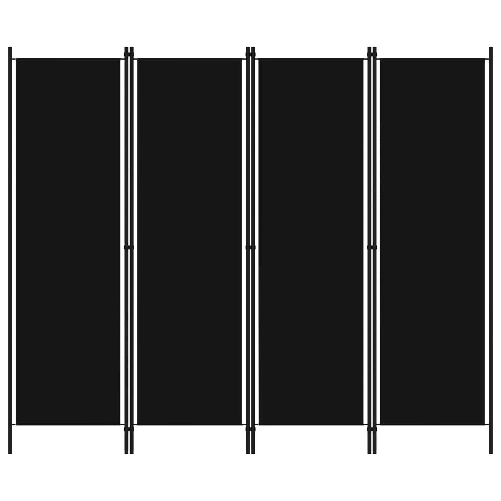 vidaXL 4-tlg. Raumteiler Schwarz 200x180 cm