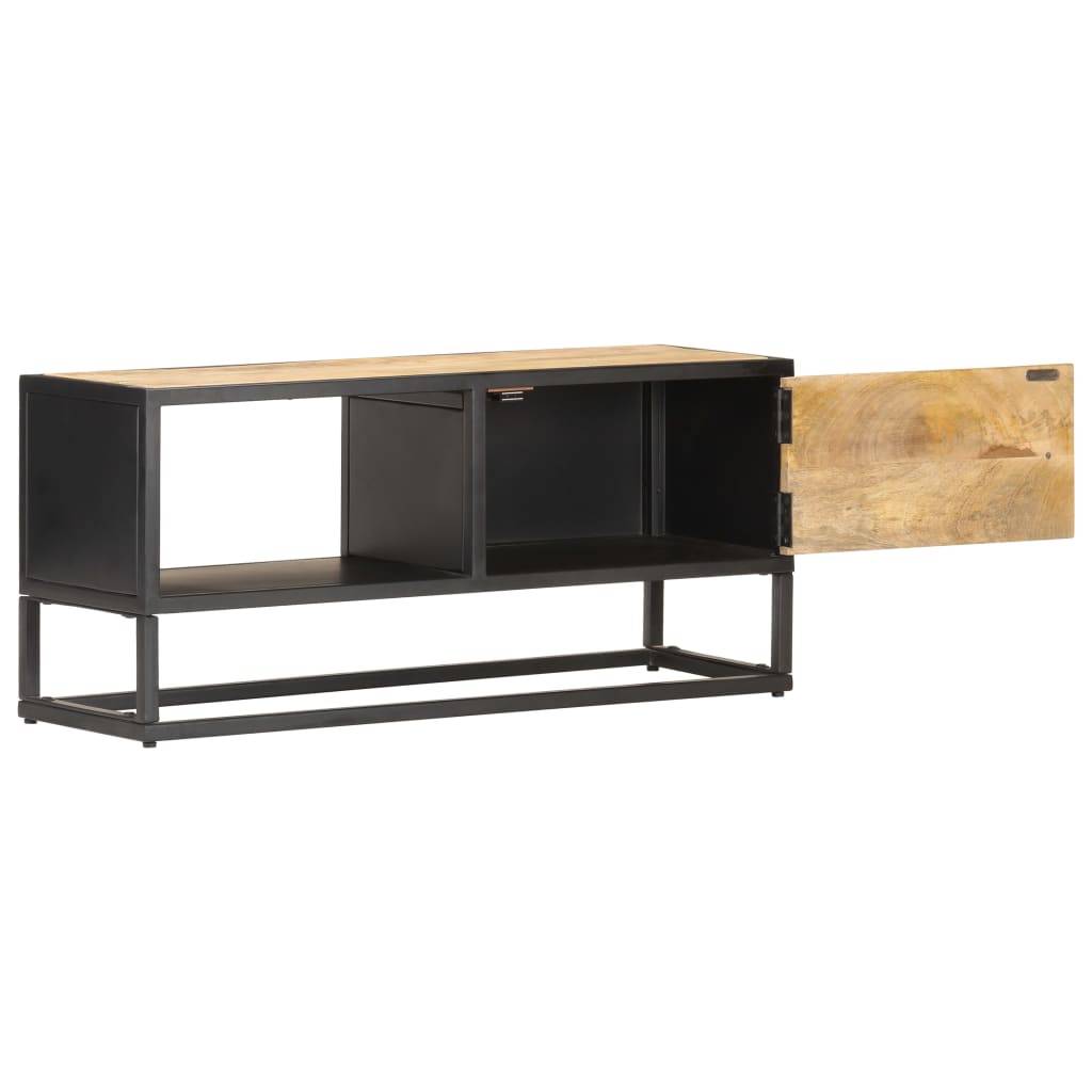 vidaXL TV-Schrank mit Geschnitzter Tür 90x30x40 cm Raues Mangoholz