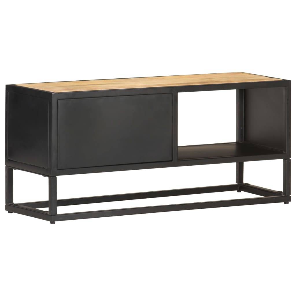 vidaXL TV-Schrank mit Geschnitzter Tür 90x30x40 cm Raues Mangoholz