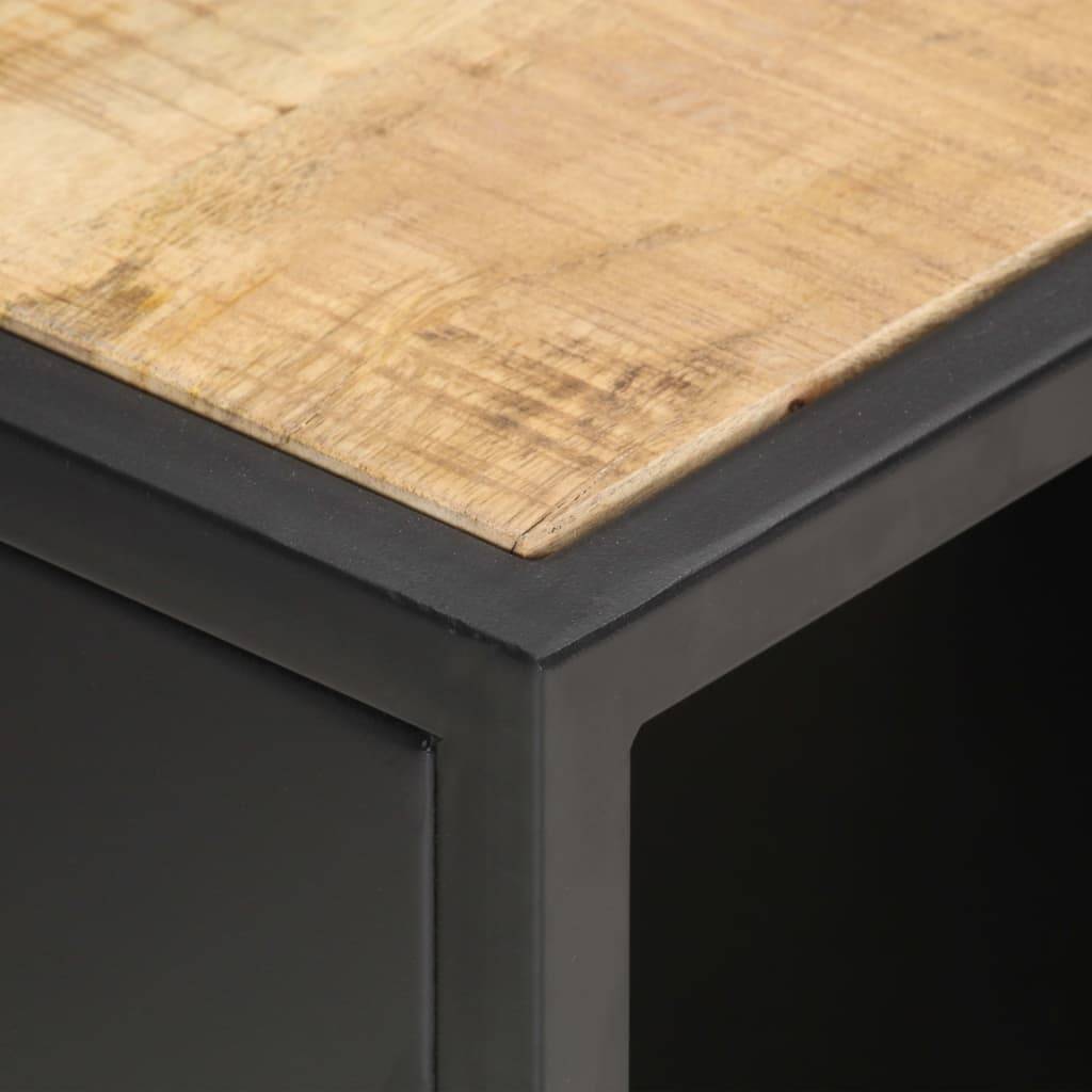 vidaXL TV-Schrank mit Geschnitzter Tür 90x30x40 cm Raues Mangoholz