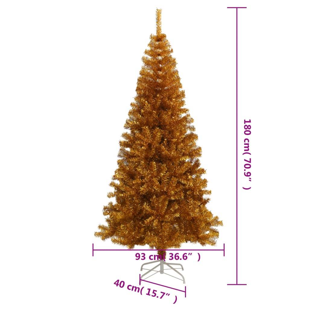 vidaXL Künstlicher Weihnachtsbaum mit Ständer Gold 180 cm PET