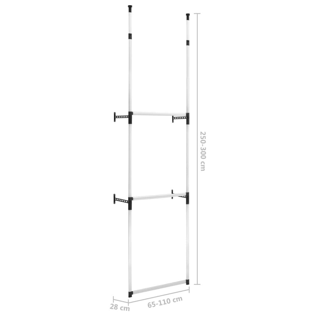 vidaXL Teleskop-Garderobe mit Stangen Aluminium