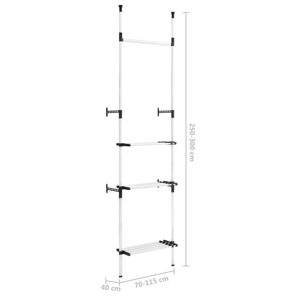 vidaXL Teleskop-Garderobe mit Stangen und Regal Aluminium
