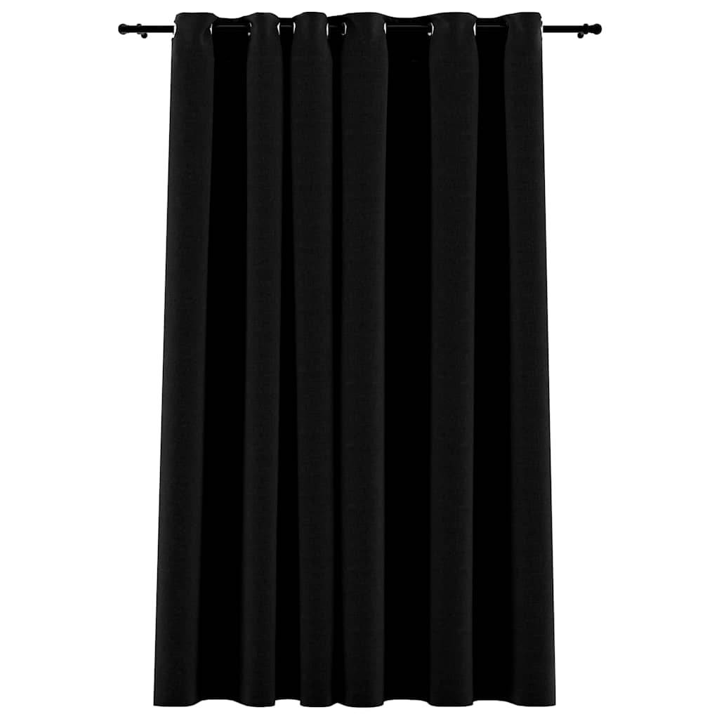 vidaXL Verdunkelungsvorhang mit Ösen Leinenoptik Schwarz 290x245 cm
