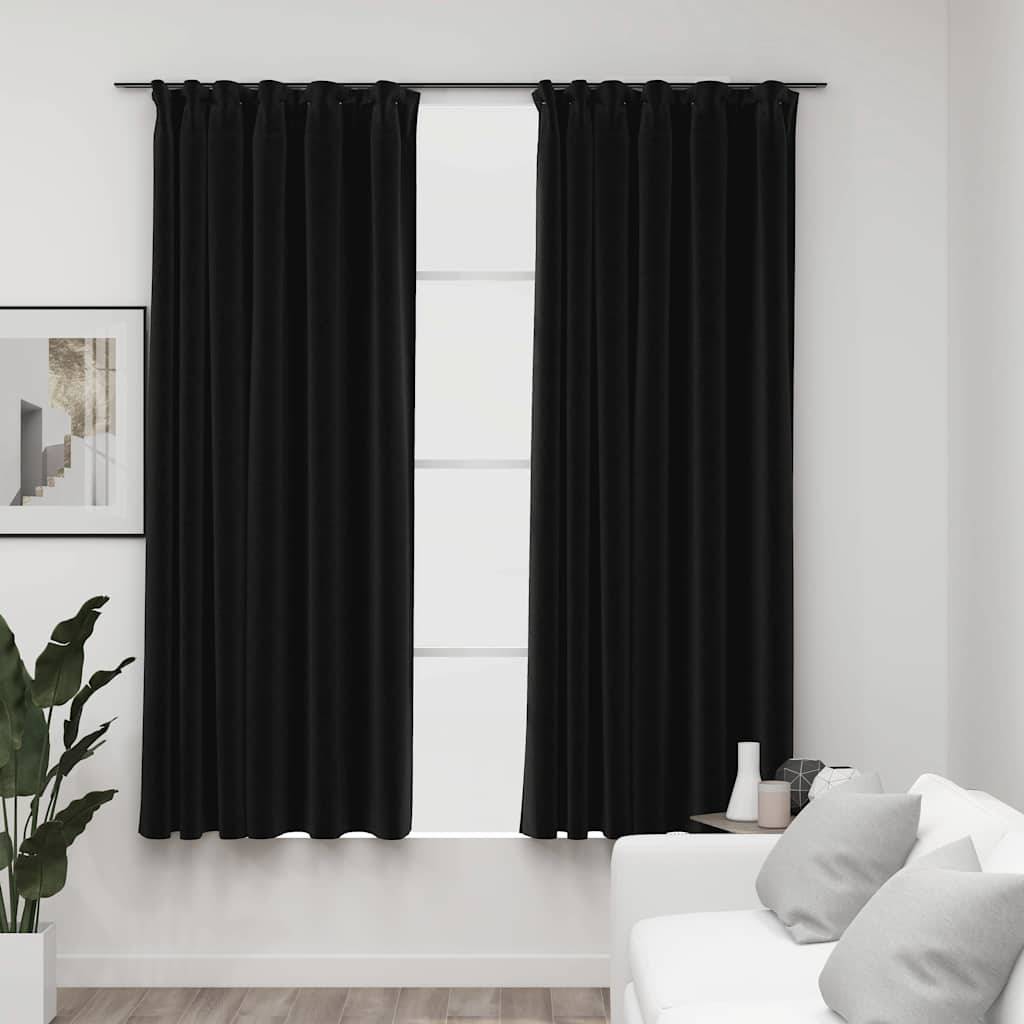 vidaXL Verdunkelungsvorhänge mit Haken Leinenoptik 2 Stk. 140x175 cm