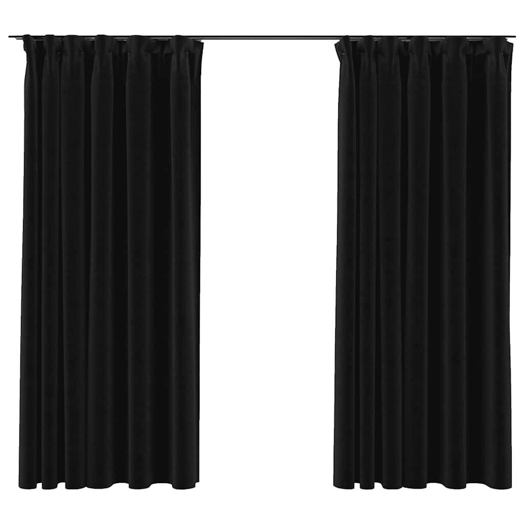 vidaXL Verdunkelungsvorhänge mit Haken Leinenoptik 2 Stk. 140x175 cm