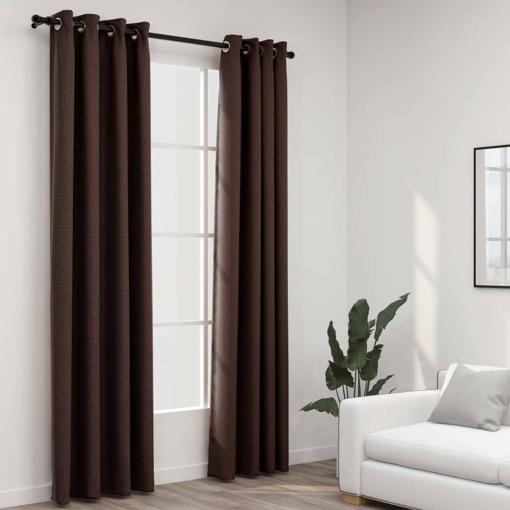 vidaXL Verdunkelungsvorhänge Ösen Leinenoptik 2 Stk. Taupe 140x245 cm