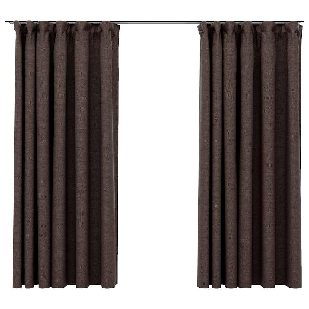 vidaXL Verdunkelungsvorhänge Haken Leinenoptik 2 Stk. Taupe 140x175 cm