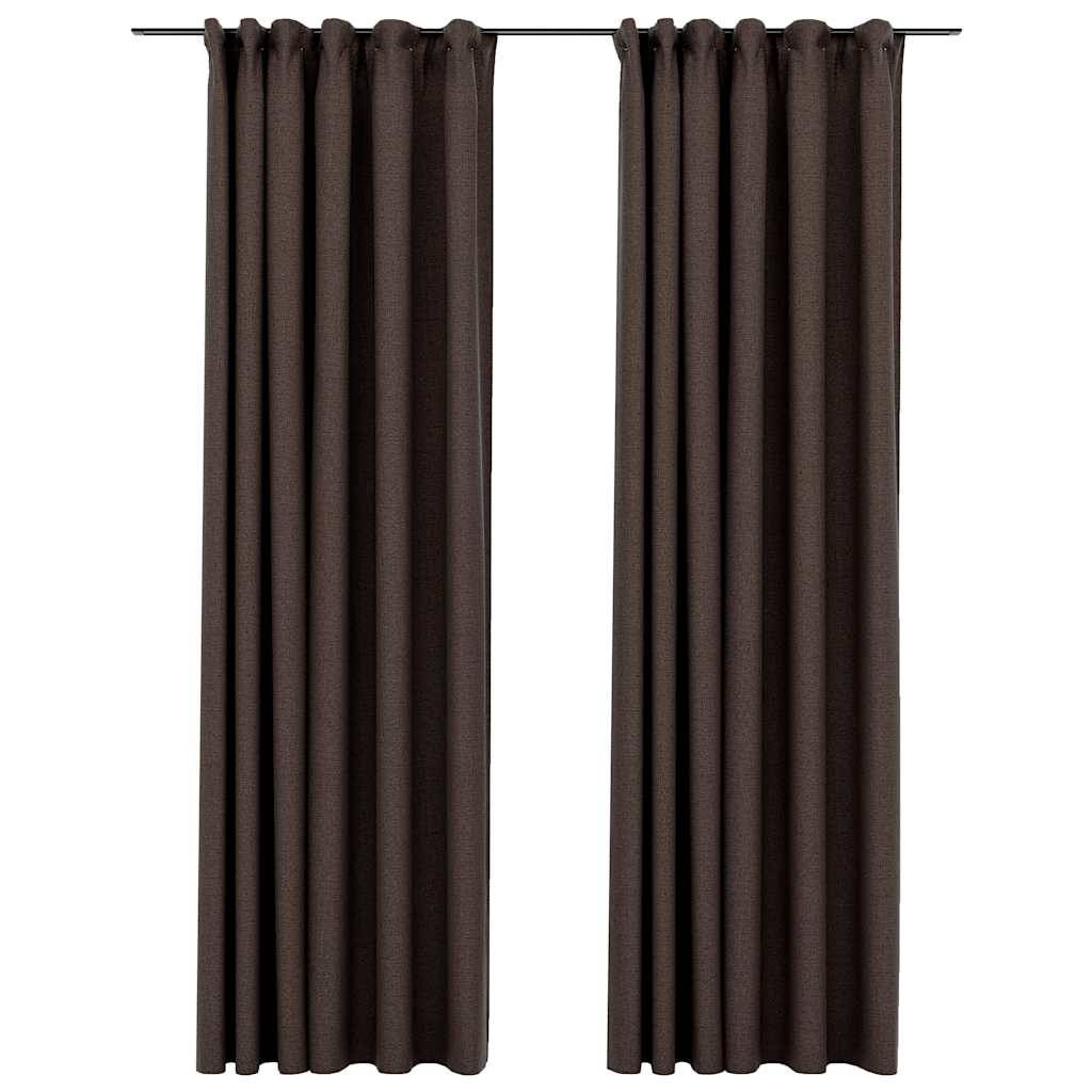 vidaXL Verdunkelungsvorhänge Haken Leinenoptik 2 Stk. Taupe 140x245 cm