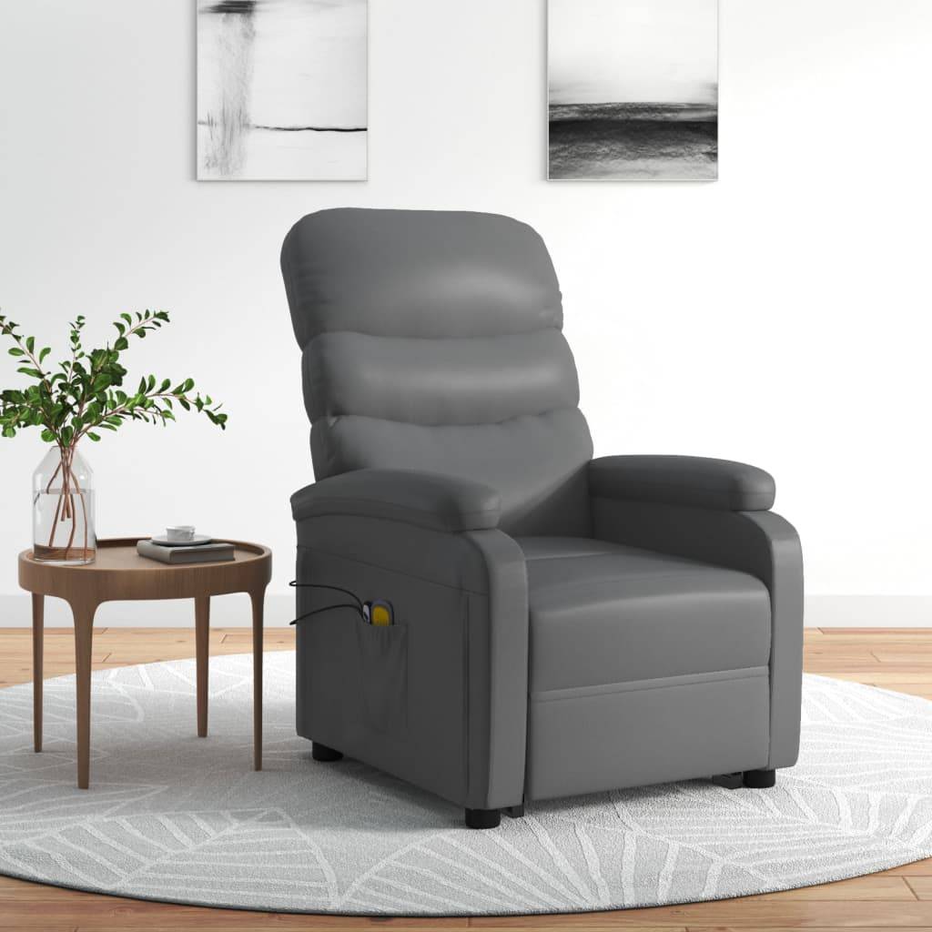 vidaXL Massagesessel mit Aufstehhilfe Anthrazit Kunstleder