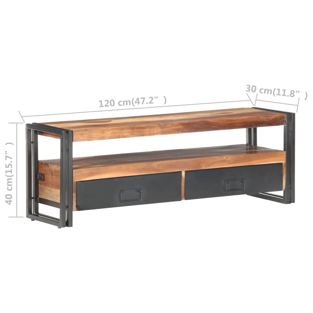 vidaXL TV-Schrank 120x30x40 cm Massivholz mit Palisander-Finish