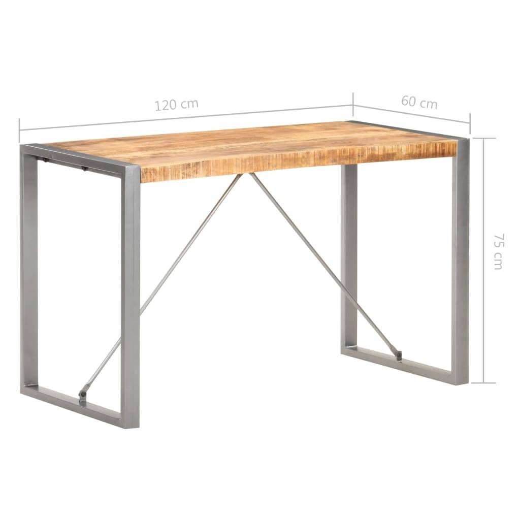 vidaXL Esstisch 120x60x75 cm Raues Mango-Massivholz