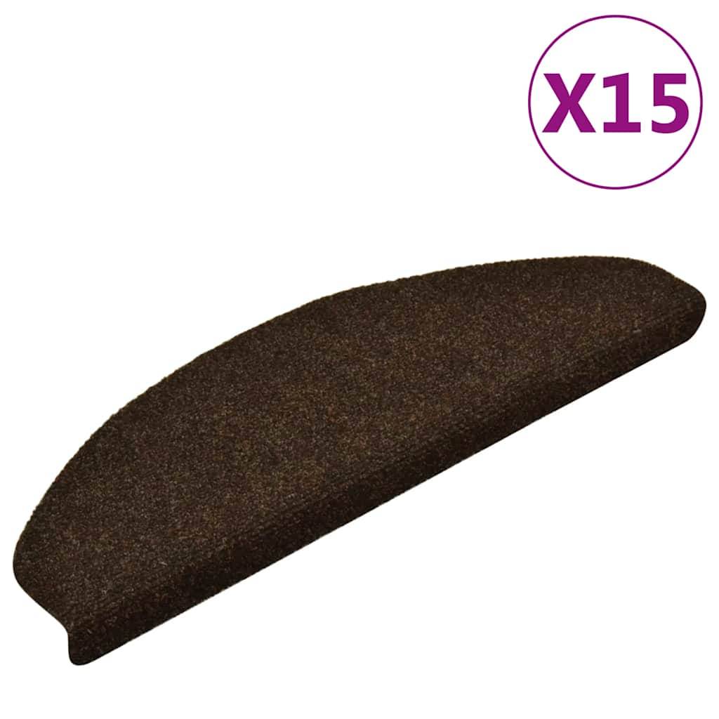 vidaXL Treppenmatten Selbstklebend 15 Stk. Braun 65x21x4cm Nadelvlies