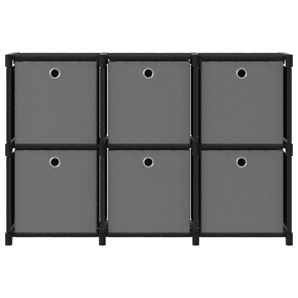 vidaXL Würfelregal mit 6 Boxen Schwarz 103x30x72,5 cm Stoff