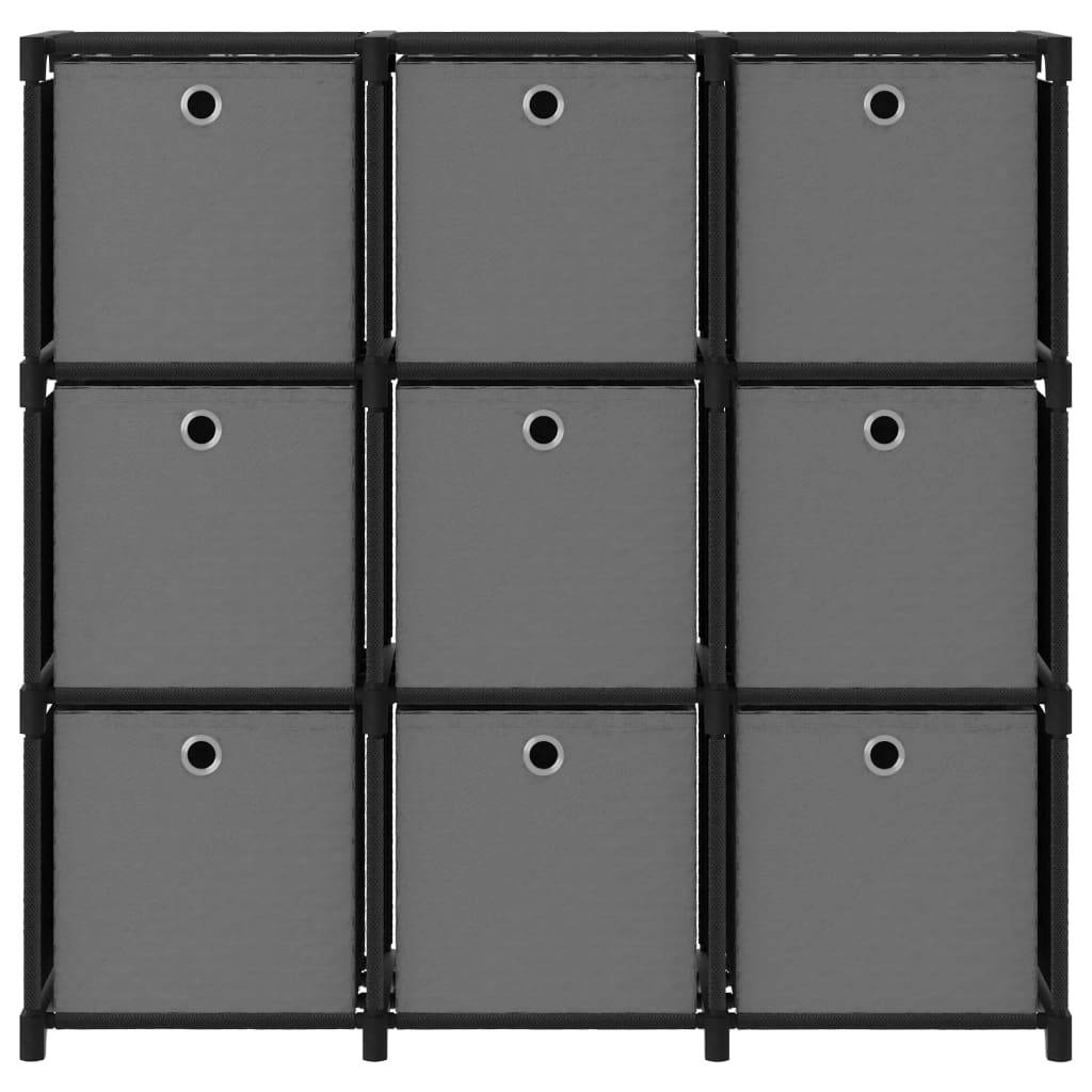 vidaXL Würfelregal mit 9 Boxen Schwarz 103x30x107,5 cm Stoff