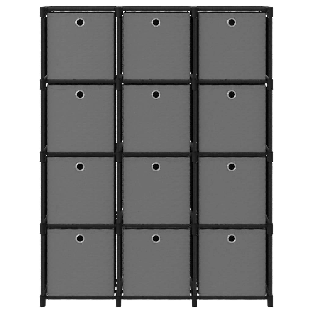 vidaXL Würfel-Regal mit Boxen 12 Fächer Schwarz 103x30x141 cm Stoff