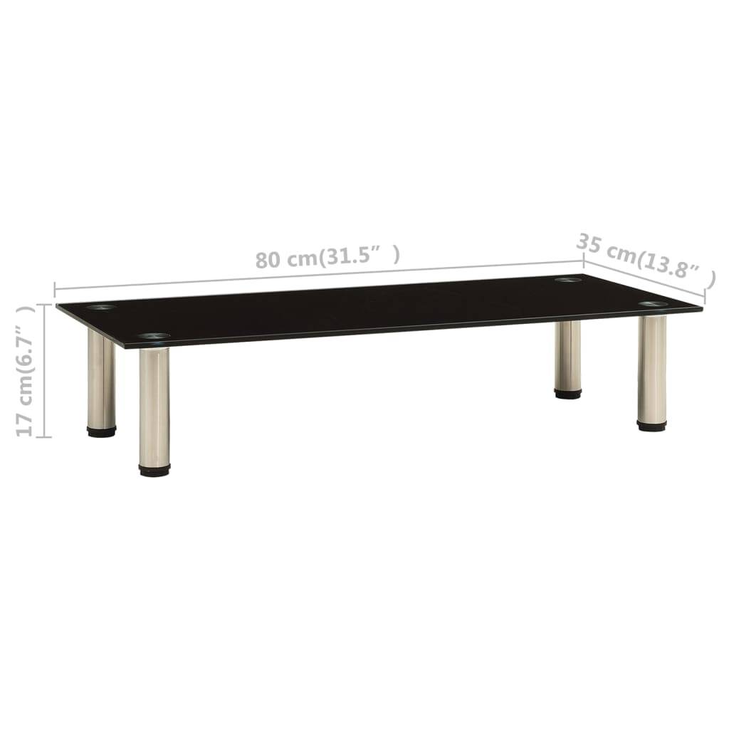 vidaXL TV-Tisch 80x35x17 cm Schwarz Hartglas