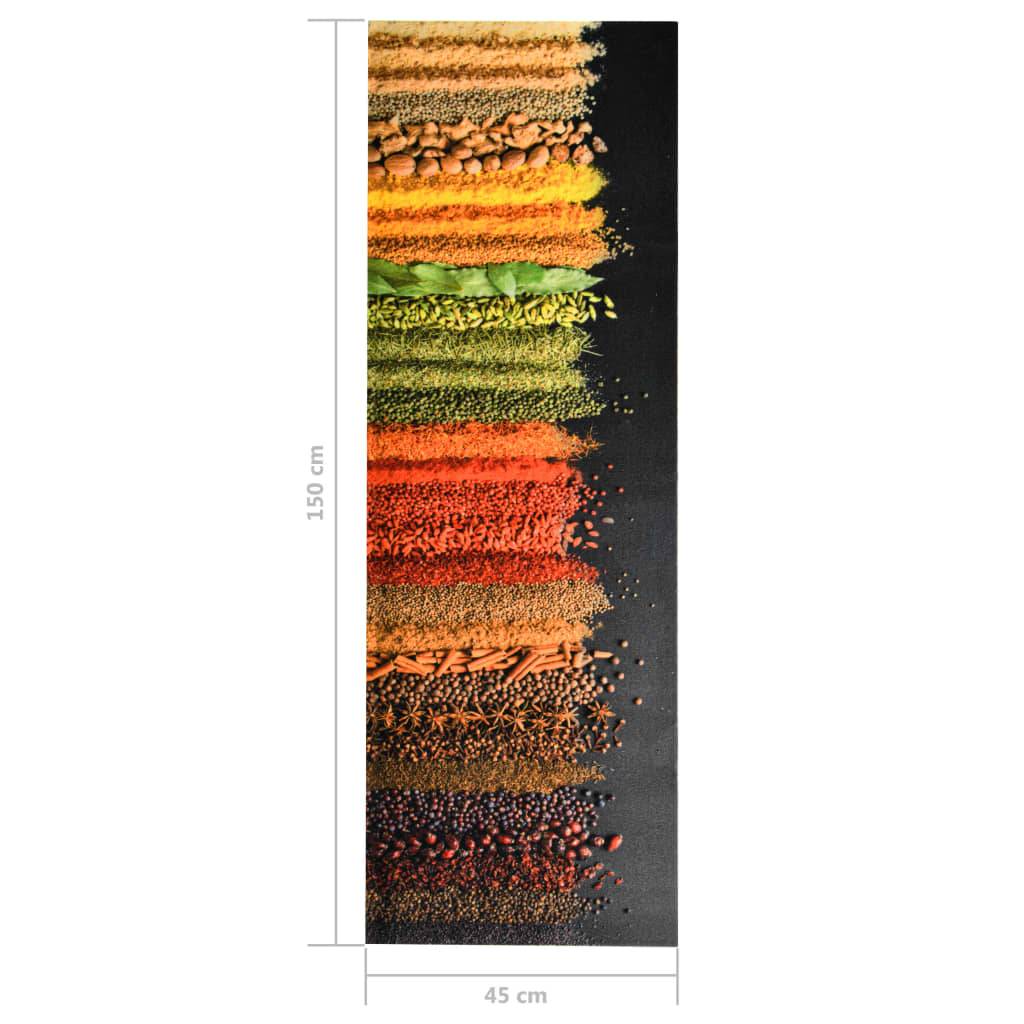 vidaXL Küchenbodenmatte Waschbar Gewürze 45x150 cm