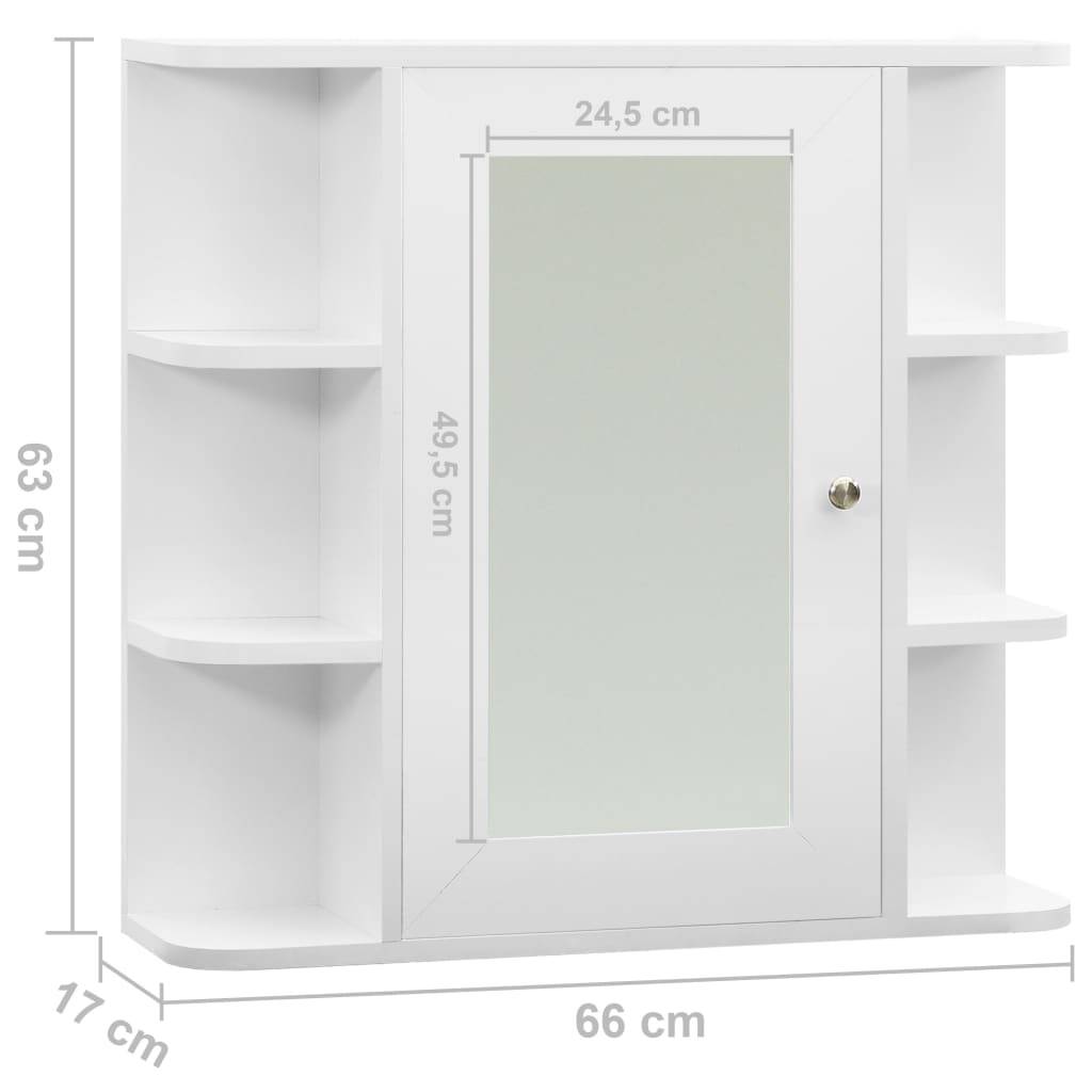 vidaXL Bad-Spiegelschrank Weiß 66x17x63 cm MDF