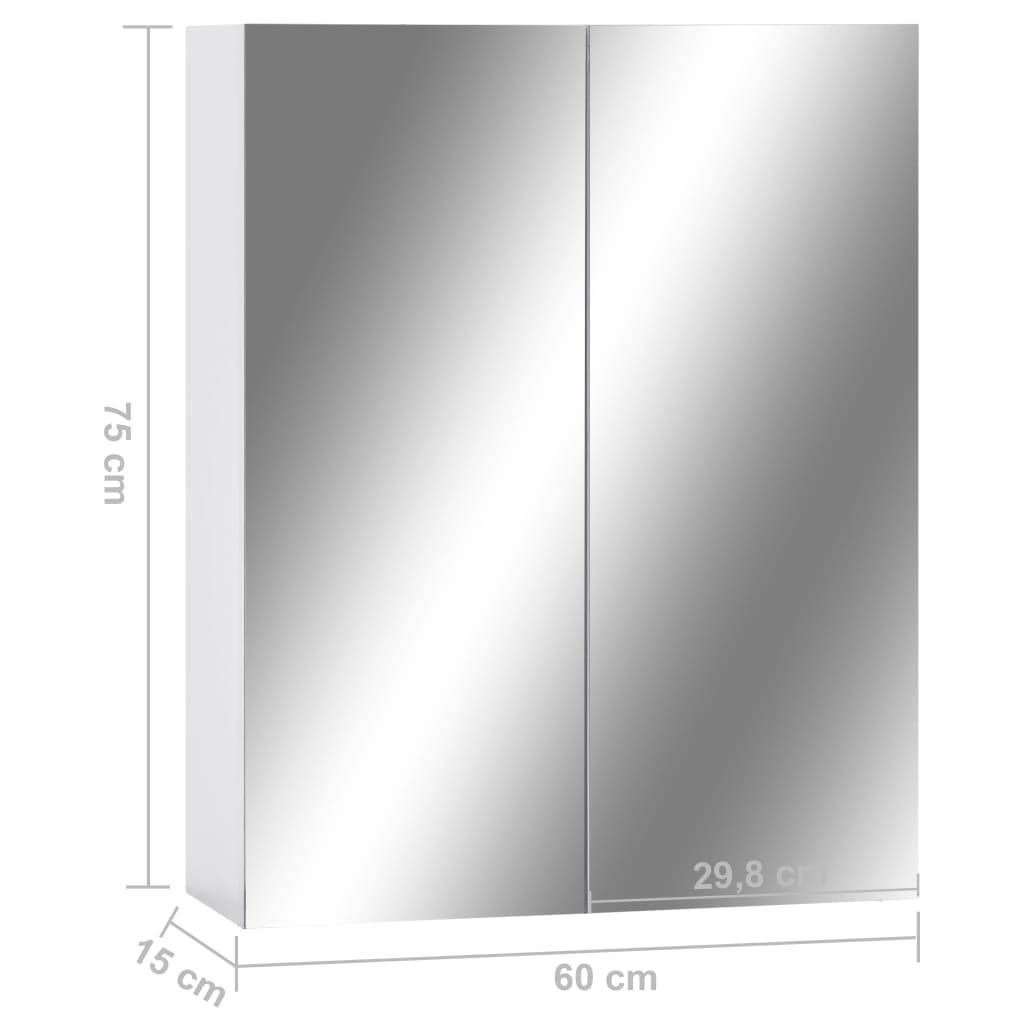vidaXL Bad-Spiegelschrank Weiß 60x15x75 cm MDF