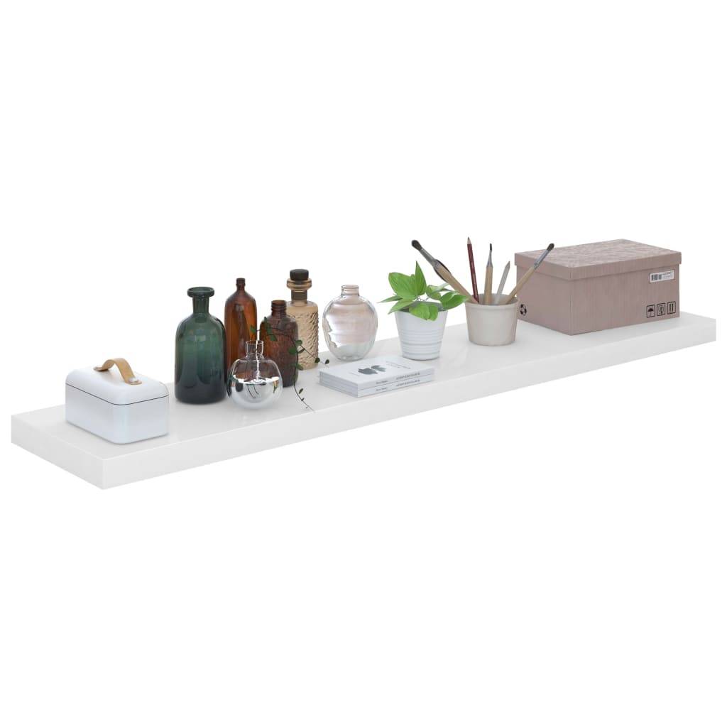 vidaXL Schweberegal Hochglanz-Weiß 120x23,5x3,8 cm MDF