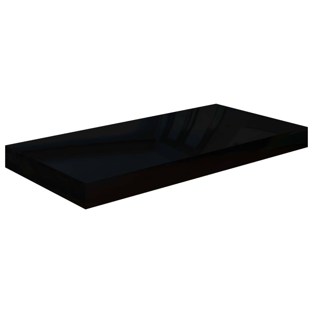 vidaXL Schweberegale 2 Stk. Hochglanz-Schwarz 50x23x3,8 cm MDF
