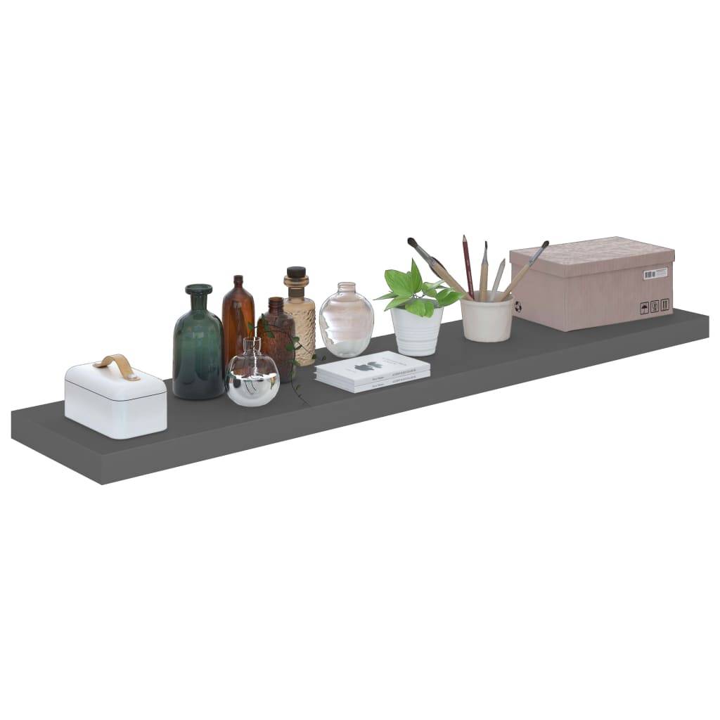 vidaXL Schweberegale 4 Stk. Hochglanz-Grau 120x23,5x3,8 cm MDF