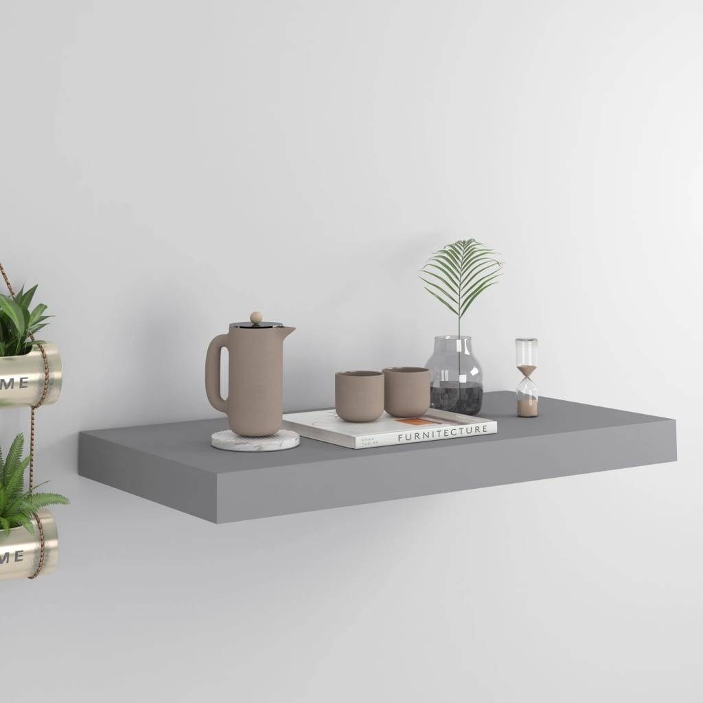 vidaXL Schweberegal Grau 50x23x3,8 cm MDF