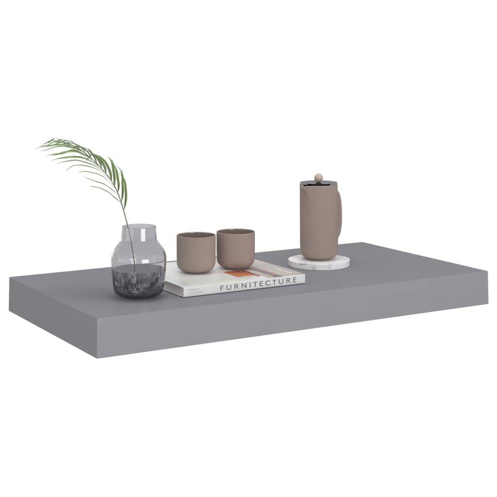 vidaXL Schweberegal Grau 50x23x3,8 cm MDF