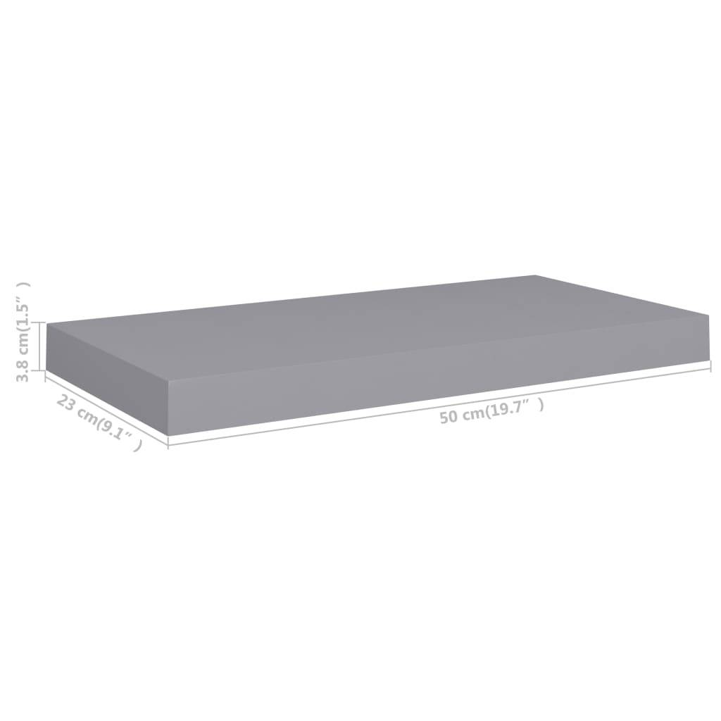 vidaXL Schweberegal Grau 50x23x3,8 cm MDF
