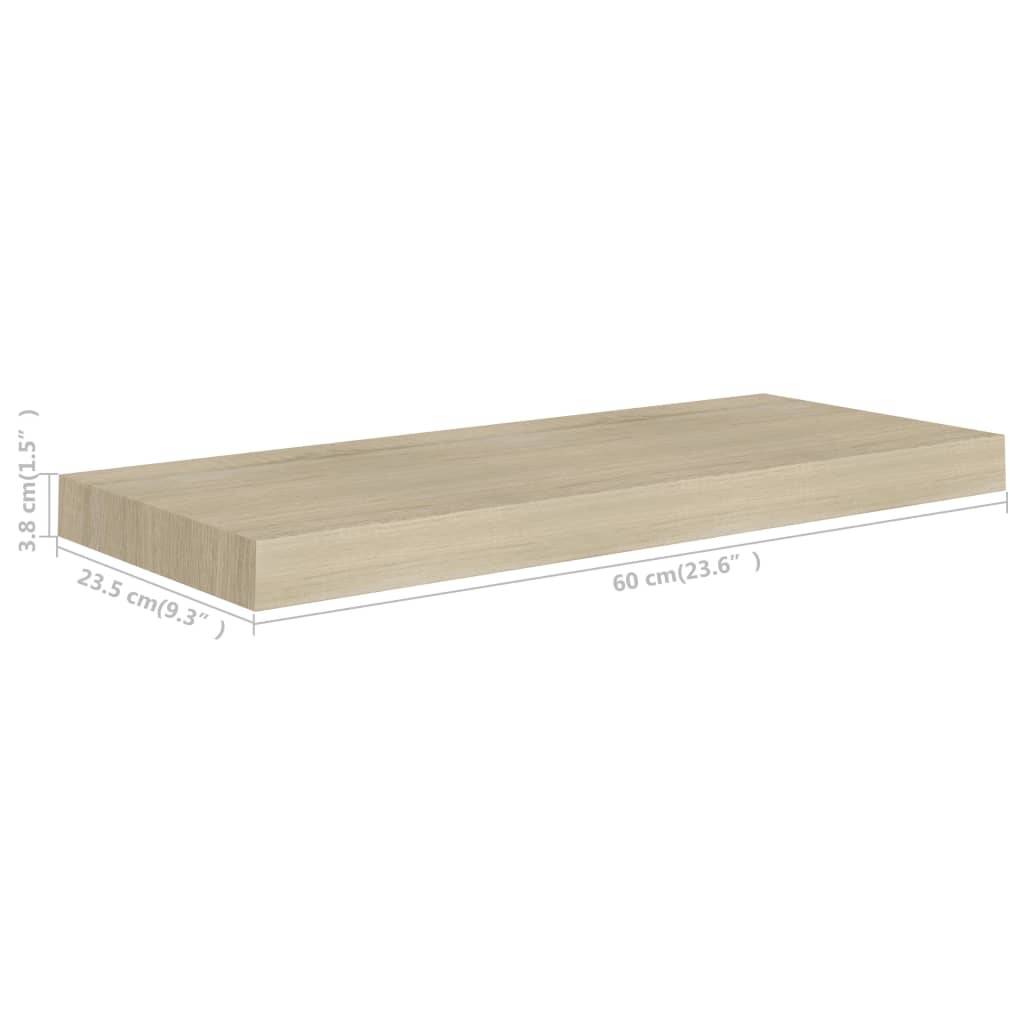 vidaXL Schwebendes Wandregal Eichefarben 60x23,5x3,8 cm MDF