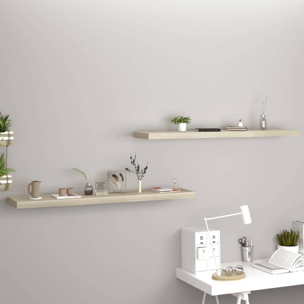 vidaXL Schwebende Wandregale 2 Stk. Eichefarben 120x23,5x3,8 cm MDF