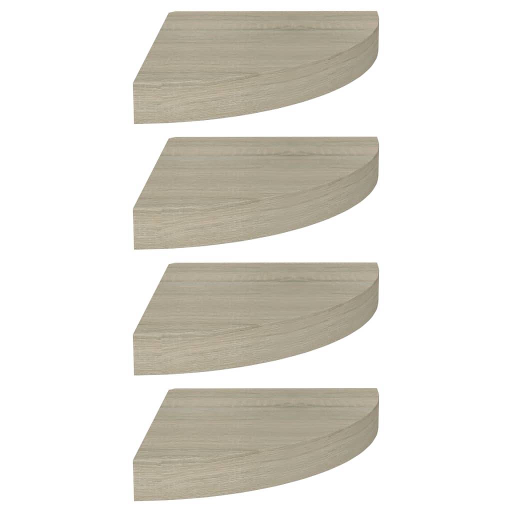 vidaXL Eck-Schweberegale 4 Stk. Eichen-Optik 25x25x3,8 cm MDF