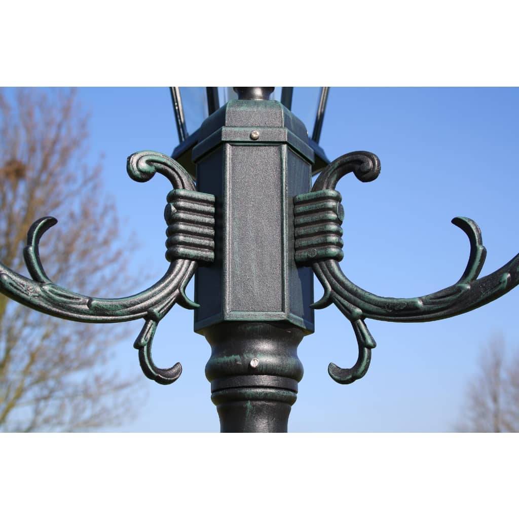 vidaXL Gartenlaterne 2-flammig 230 cm Dunkelgrün/Schwarz Aluminium