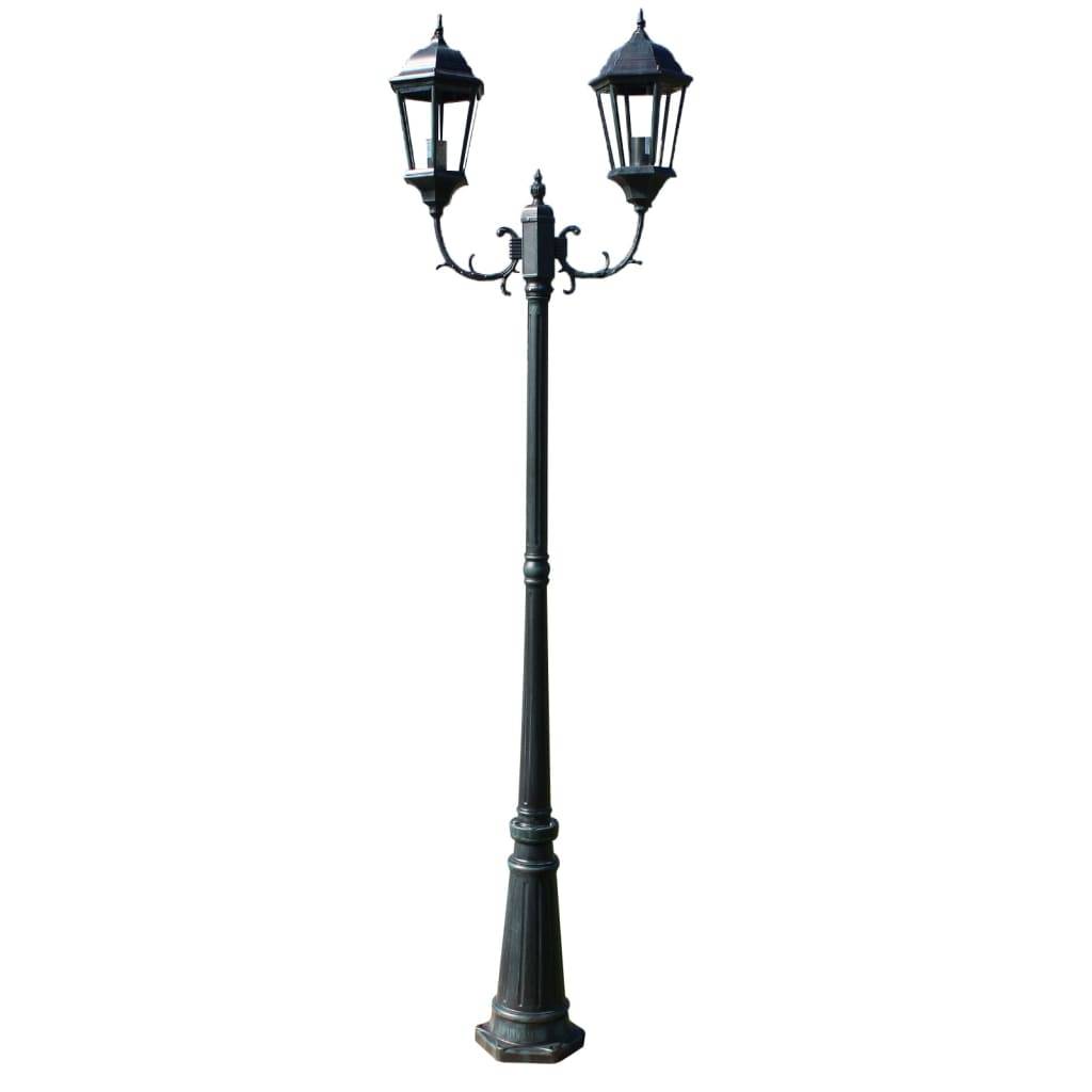vidaXL Gartenlaterne 2-flammig 230 cm Dunkelgrün/Schwarz Aluminium