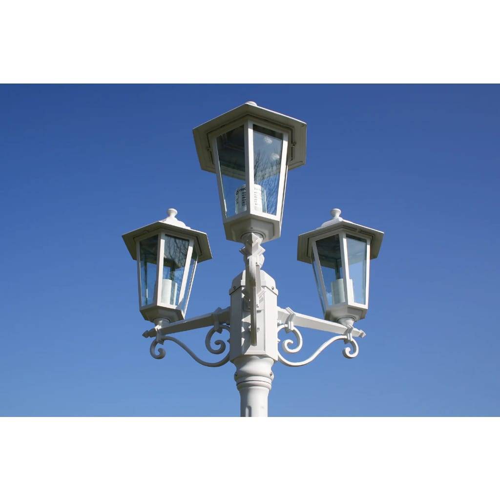 vidaXL Gartenlaterne 3-flammig 215 cm Weiß Aluminium