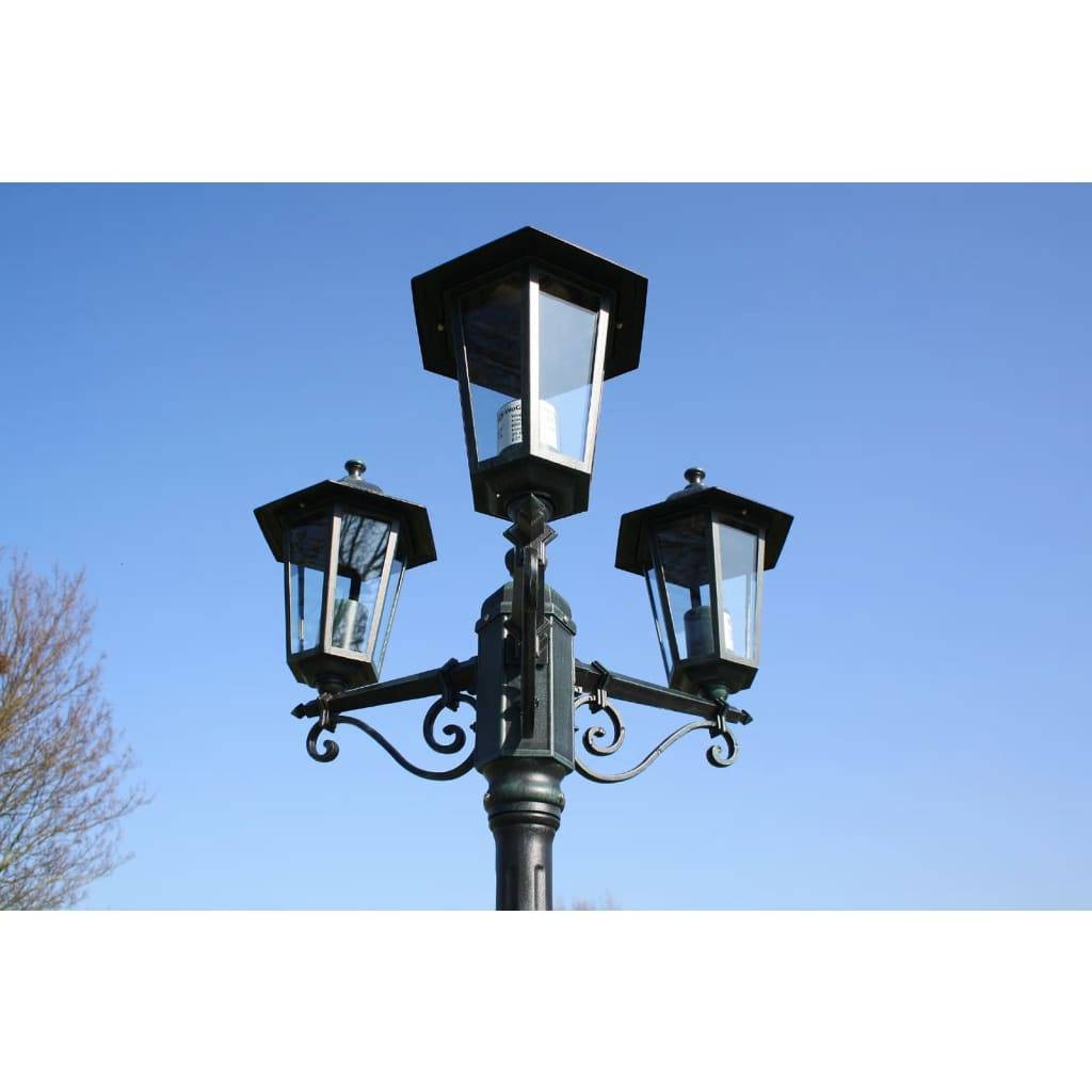 vidaXL Gartenlaterne 3-flammig 215 cm Dunkelgrün/Schwarz Aluminium