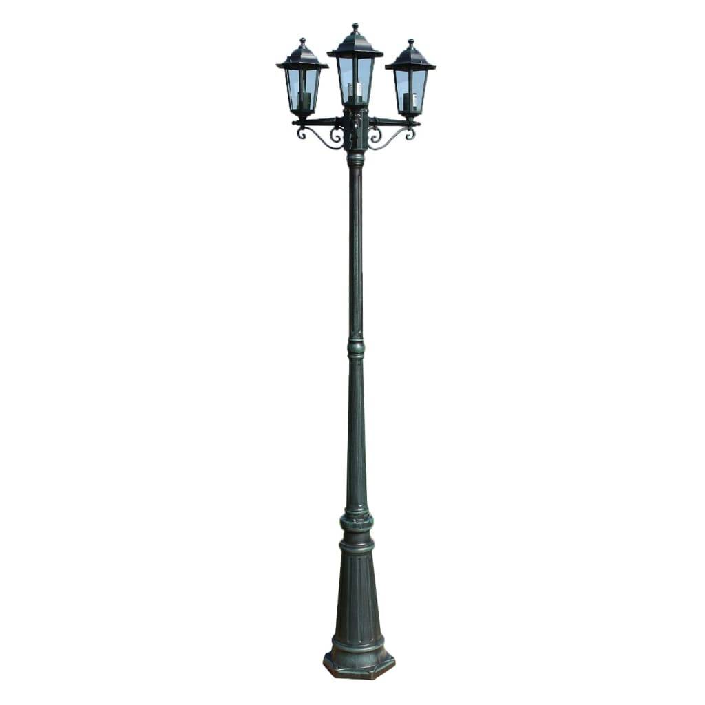 vidaXL Gartenlaterne 3-flammig 215 cm Dunkelgrün/Schwarz Aluminium