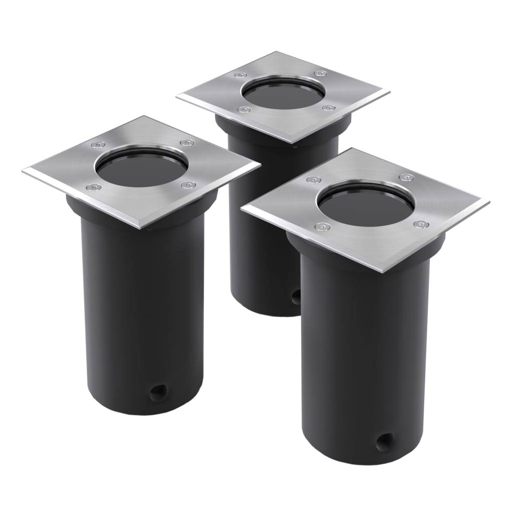 vidaXL Outdoor Bodenleuchten 3 Stk. Quadratisch