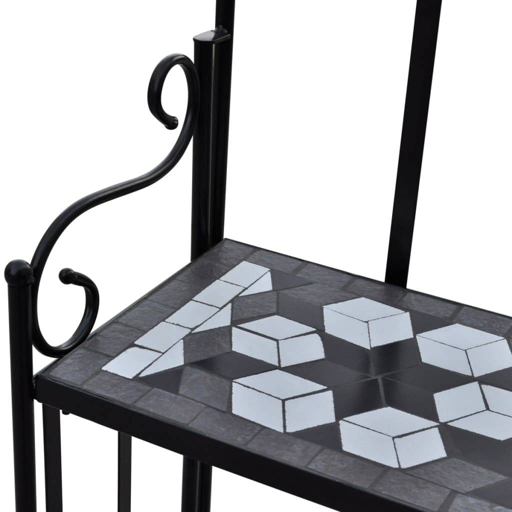 vidaXL Pflanzenständer Mosaik Schwarz und Weiß