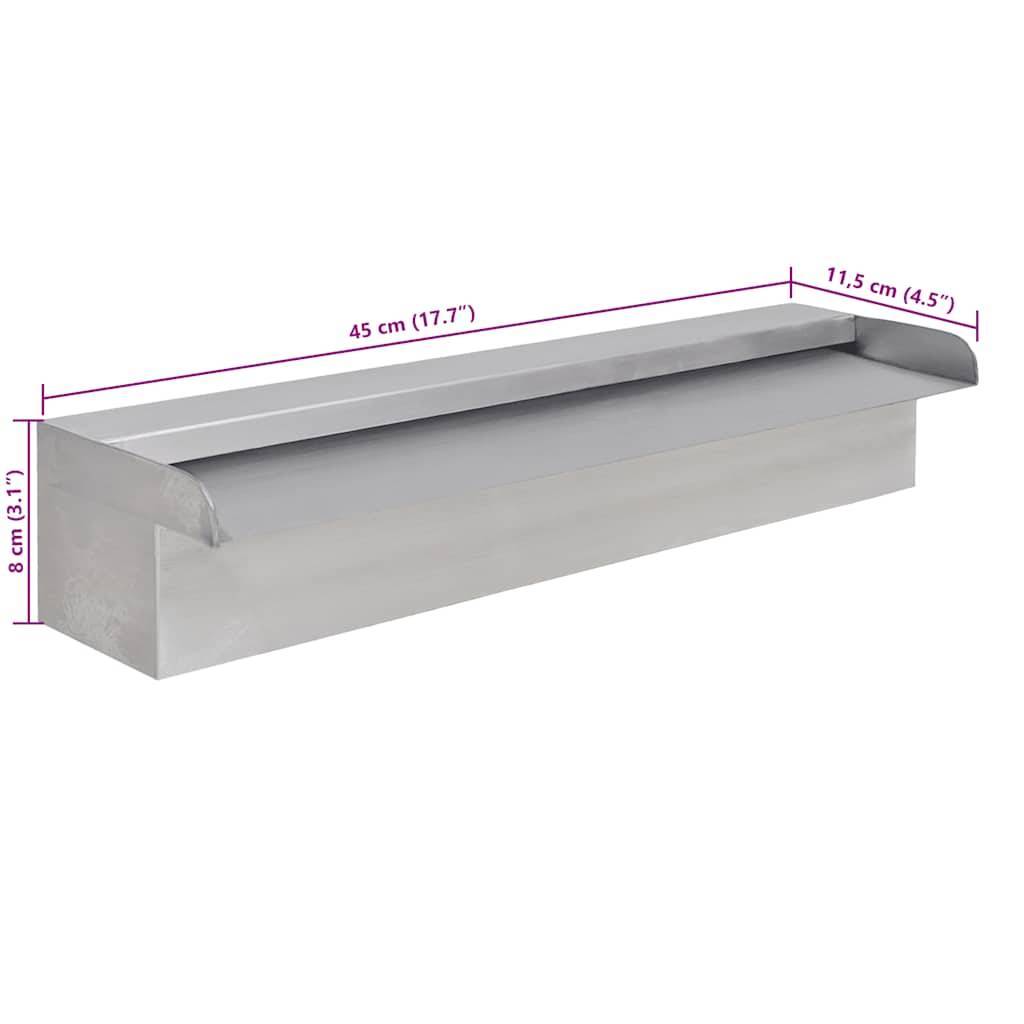 vidaXL Pool-Wasserfall Fontäne Rechteckig Edelstahl 45 cm